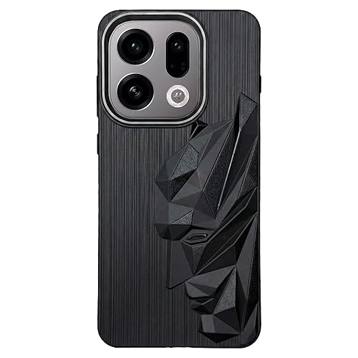 Oppo Find X9 5G | 3D Engraved Design | Shockproof Scratch Proof Cover | Camera Ring | Black